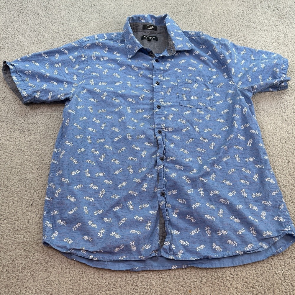 Eighty Eight Platinum‎ Shirt Mens XL Blue Short Sleeve  Pineapple Button Down